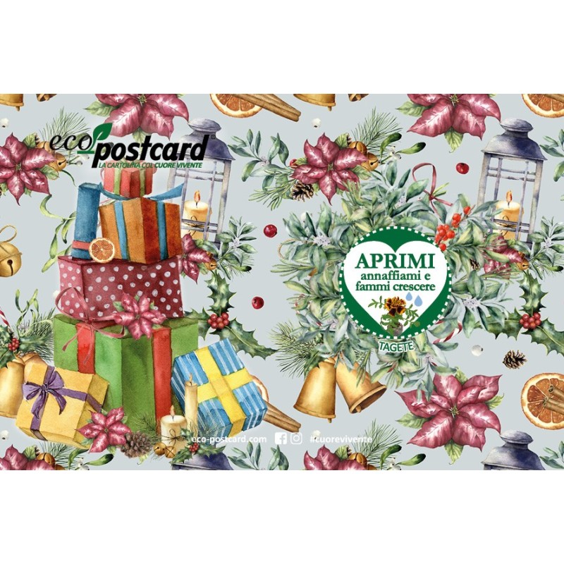 Eco-Postcard Natalizia con Pacchi regalo - tagete