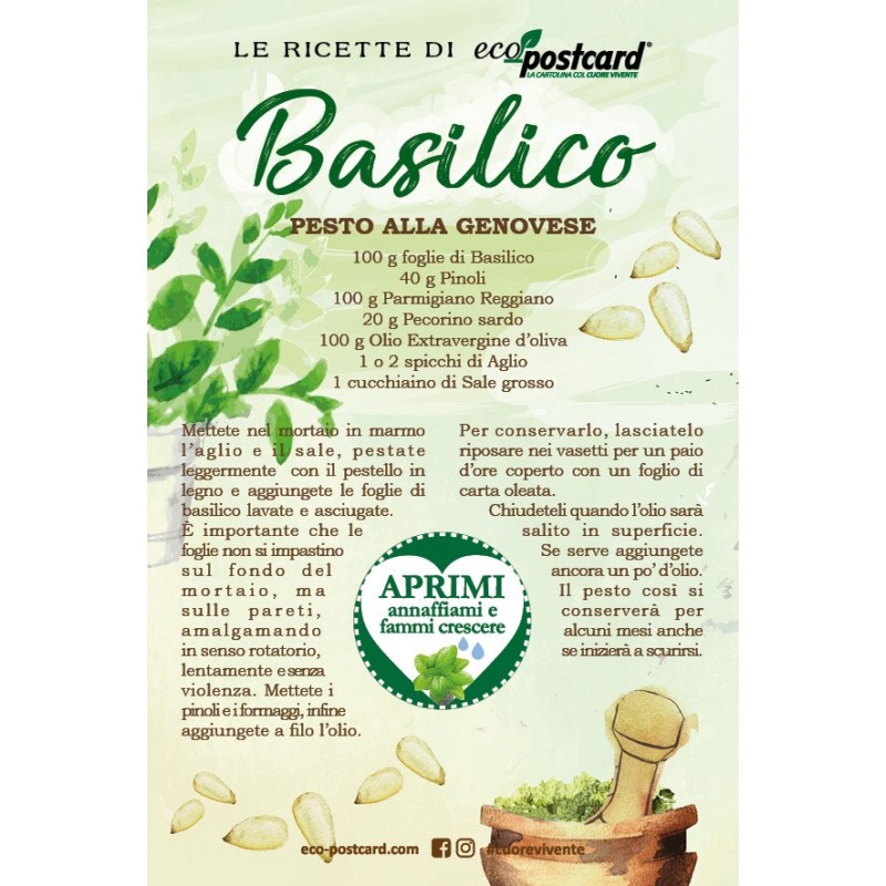 Eco-Postcard con Ricetta Pesto alla genovese