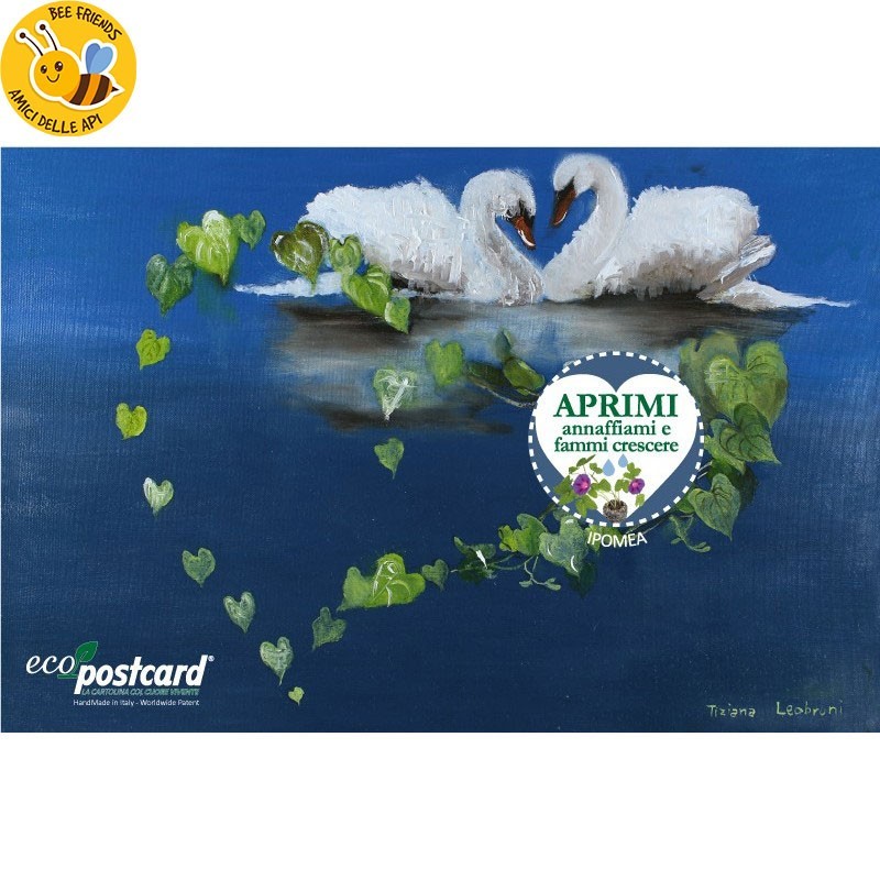 Eco-Postcard Auguri Cigni Tiziana Leobruni
