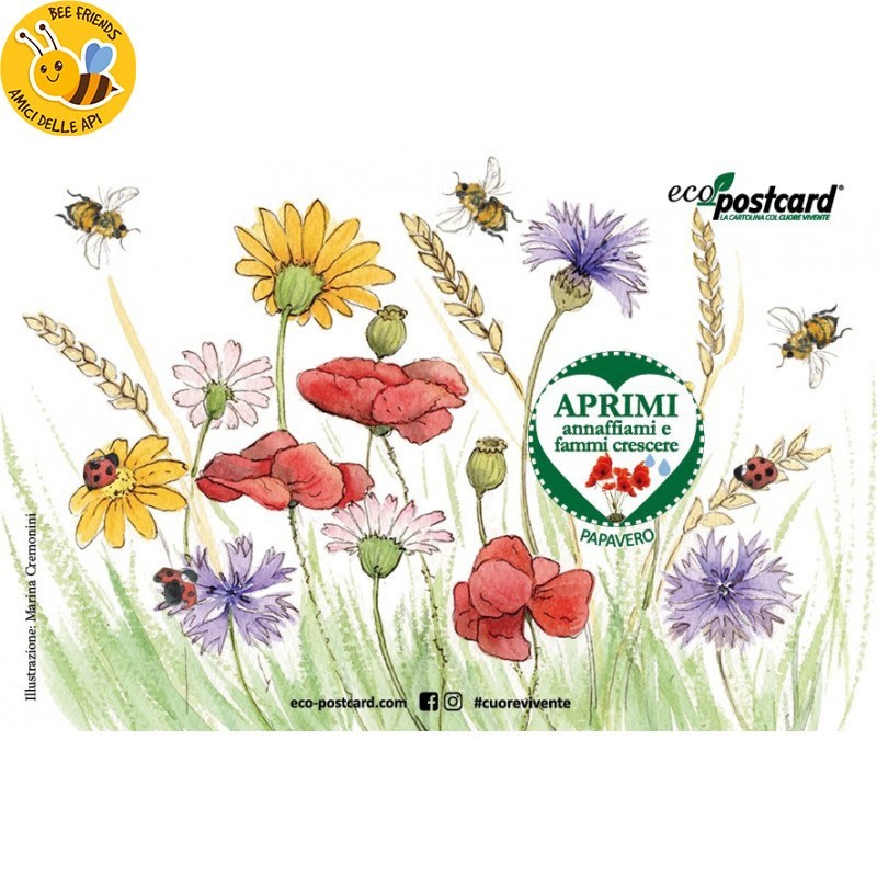 Eco-Postcard Illustrazione ad Acquerello - Papavero
