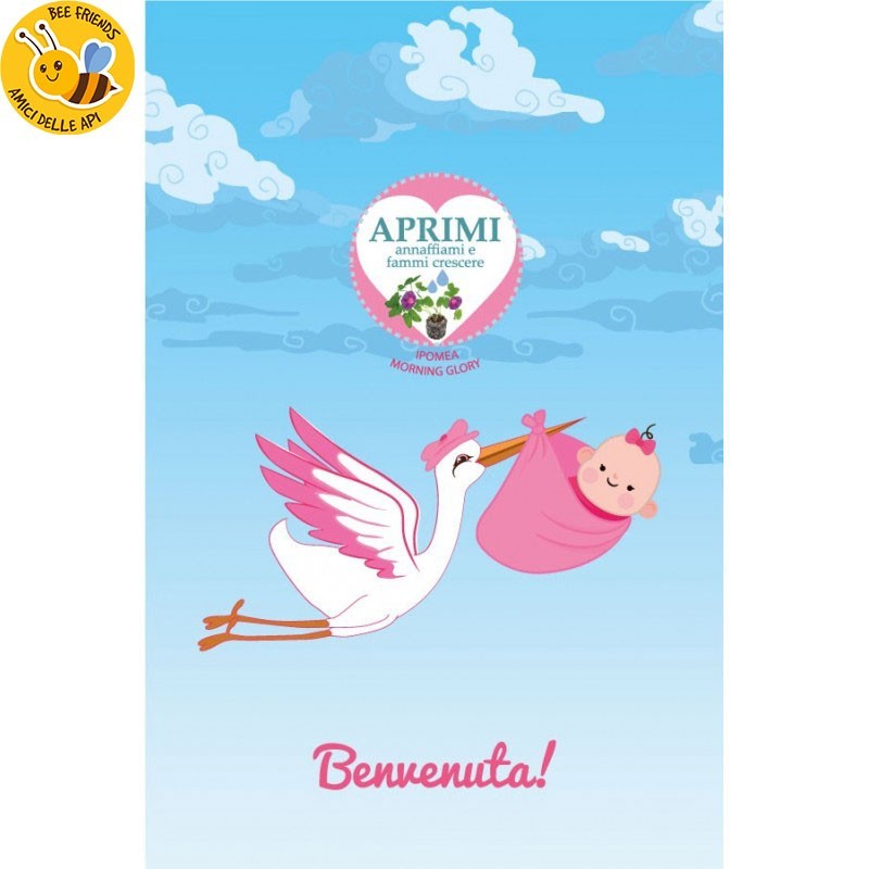 Eco-Postcard Cartolina Ecologica Auguri Nascita bambina - Morning glory