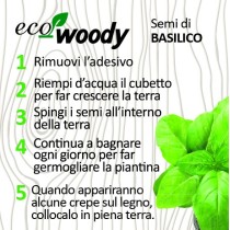 Eco-Woody - Cubo di legno 100% ecologico e sostenibile con semi di Basilico