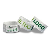 ECO-CARD braccialetto identificativo per eventi personalizzato su FRONTE 31 x 3 cm